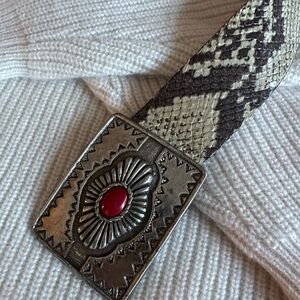 Vintage Navajo Red Stone Coral
W/Phython Leather Belt, size  M